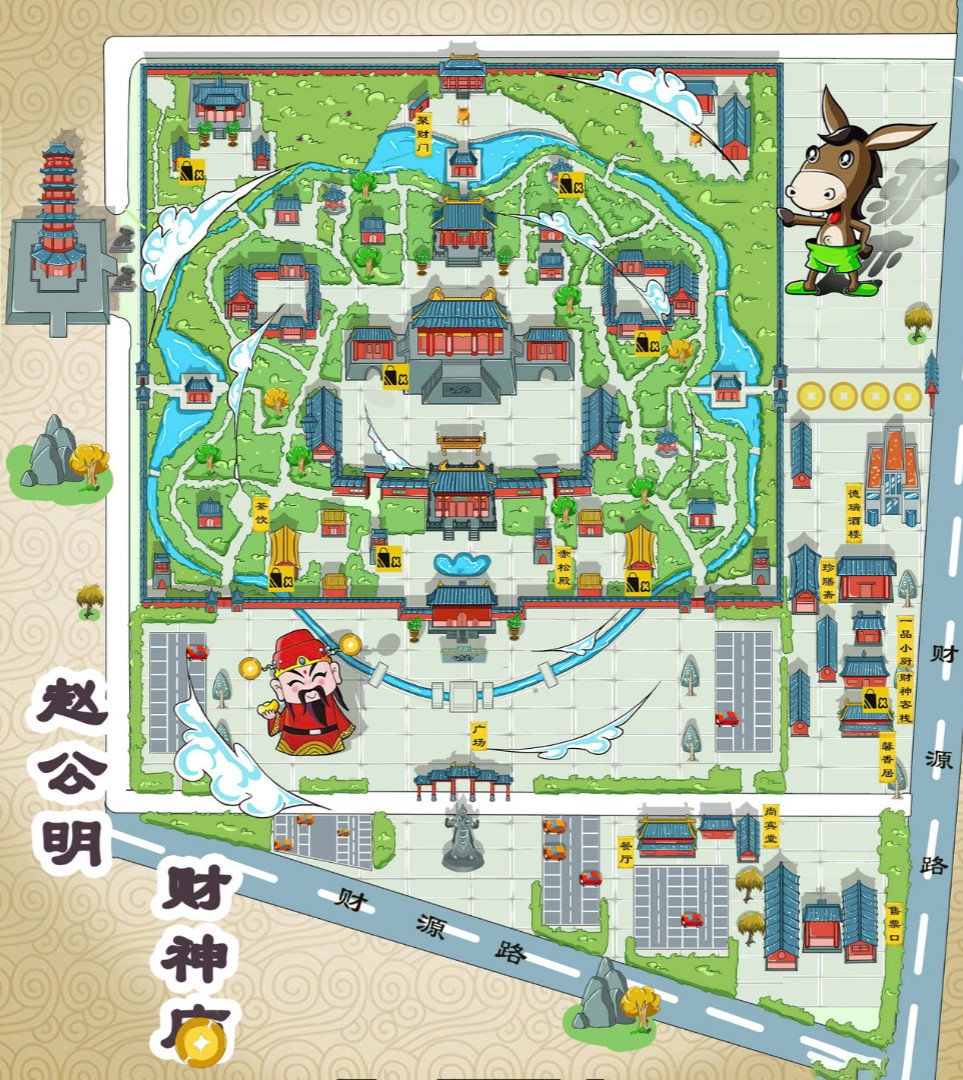 连云港寺庙类手绘地图